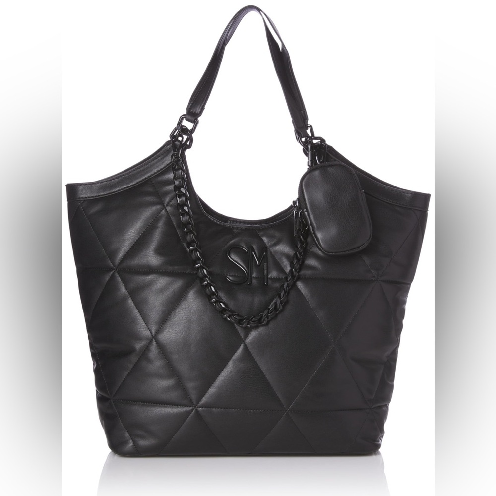 Steve Madden Black Quilted Tote Bag